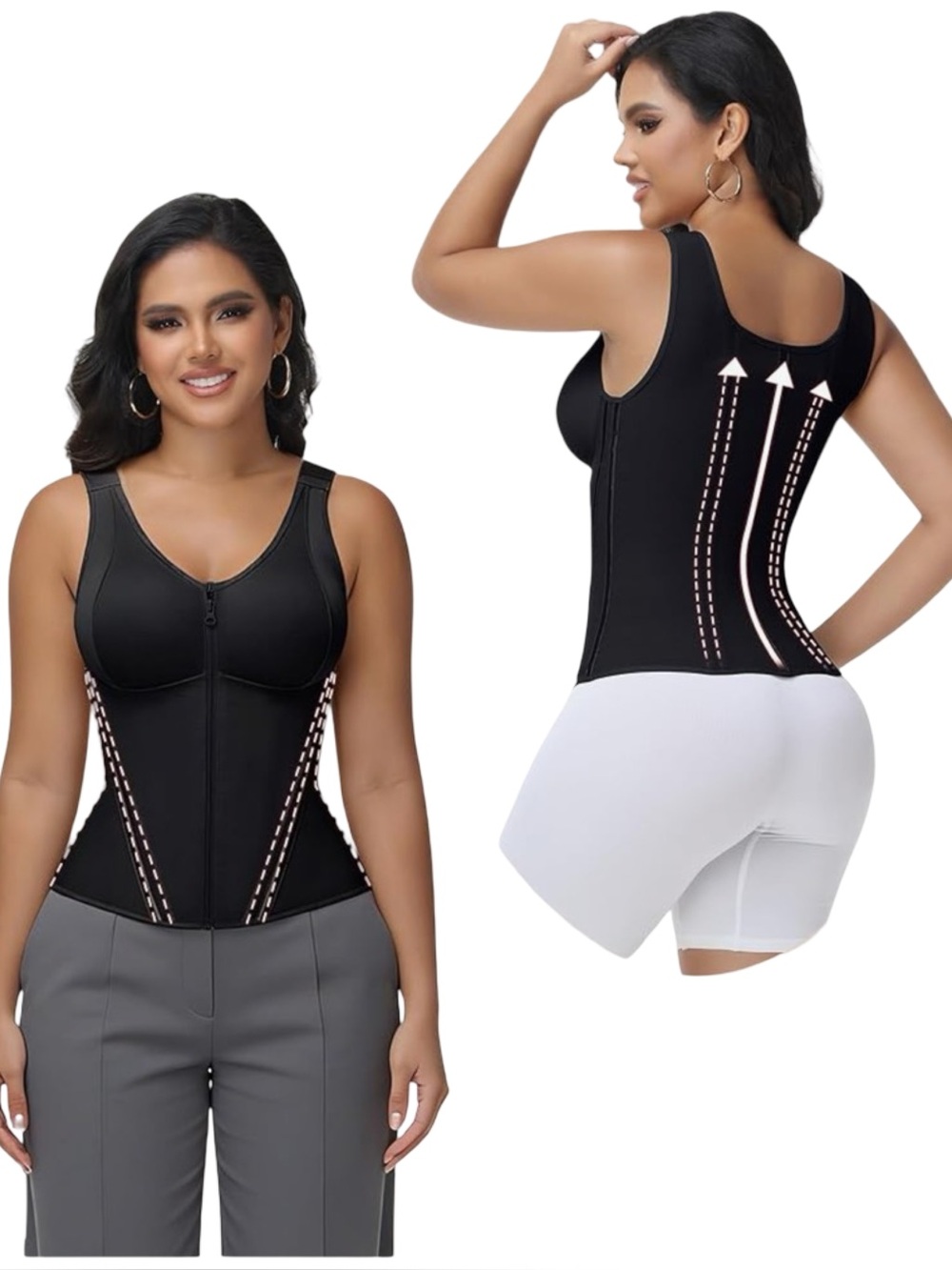 SHAPSHE Corset Waist Trainer Women Shapewear Tummy Control Workout Faja Black L - Picture 4 of 12